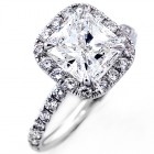 Radiant Cut Halo Diamond Engagment Ring total 3.32 cts set on 18k white gold 